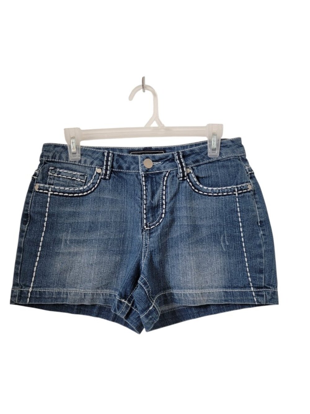 Cato Size 8 Denim Blue Jean Shorts with Contrasting White Stitching.